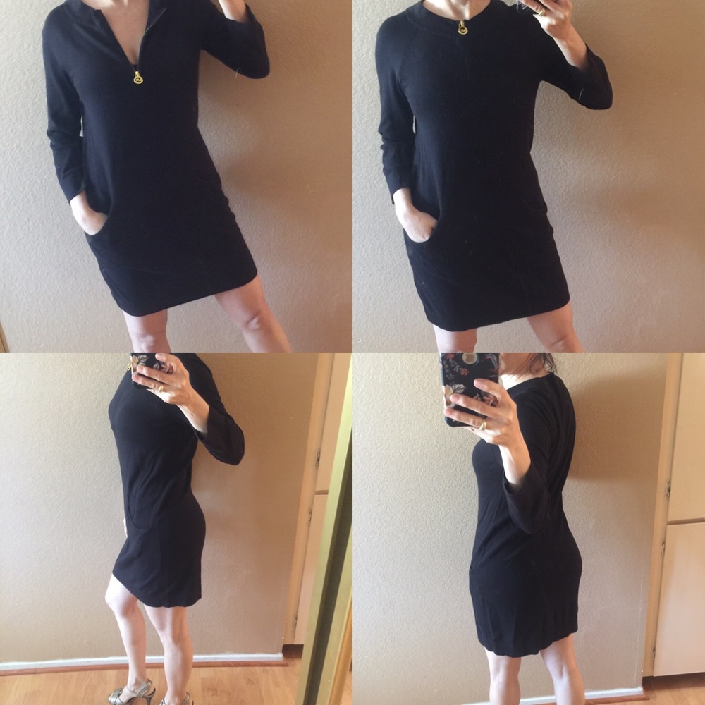 Black knit mini dress